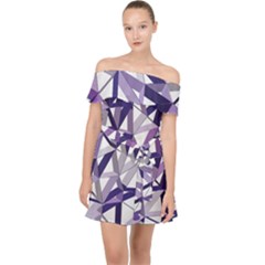 3d Lovely Geo Lines X Off Shoulder Chiffon Dress by Uniqued