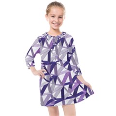 3d Lovely Geo Lines X Kids  Quarter Sleeve Shirt Dress by Uniqued