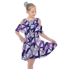 3d Lovely Geo Lines X Kids  Shoulder Cutout Chiffon Dress by Uniqued