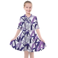 3d Lovely Geo Lines X Kids  All Frills Chiffon Dress by Uniqued