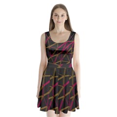 3d Lovely Geo Lines Xi Split Back Mini Dress  by Uniqued