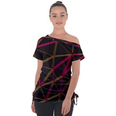 3d Lovely Geo Lines Xi Off Shoulder Tie-up Tee