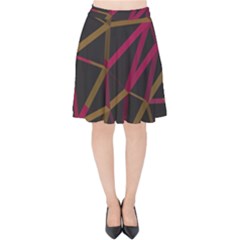 3d Lovely Geo Lines Xi Velvet High Waist Skirt by Uniqued