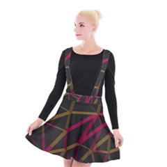 3d Lovely Geo Lines Xi Suspender Skater Skirt by Uniqued