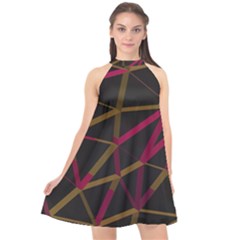 3d Lovely Geo Lines Xi Halter Neckline Chiffon Dress  by Uniqued