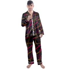 3d Lovely Geo Lines Xi Men s Long Sleeve Satin Pajamas Set by Uniqued