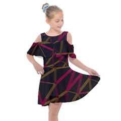 3d Lovely Geo Lines Xi Kids  Shoulder Cutout Chiffon Dress by Uniqued