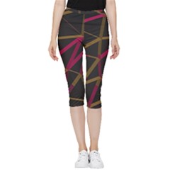 3d Lovely Geo Lines Xi Inside Out Lightweight Velour Capri Leggings  by Uniqued