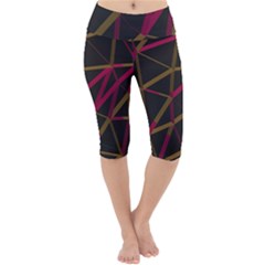 3d Lovely Geo Lines Xi Lightweight Velour Cropped Yoga Leggings by Uniqued