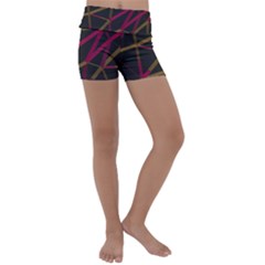 3d Lovely Geo Lines Xi Kids  Lightweight Velour Yoga Shorts by Uniqued