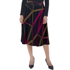 3d Lovely Geo Lines Xi Classic Velour Midi Skirt  by Uniqued