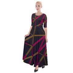 3d Lovely Geo Lines Xi Half Sleeves Maxi Dress by Uniqued