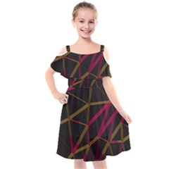 3d Lovely Geo Lines Xi Kids  Cut Out Shoulders Chiffon Dress by Uniqued