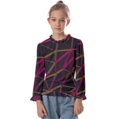 3d Lovely Geo Lines Xi Kids  Frill Detail Tee