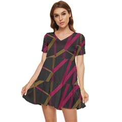 3d Lovely Geo Lines Xi Tiered Short Sleeve Mini Dress by Uniqued