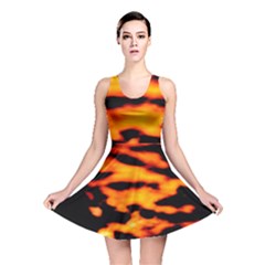 Orange Waves Abstract Series No2 Reversible Skater Dress by DimitriosArt