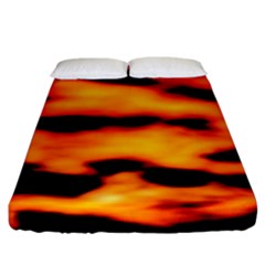 Orange Waves Abstract Series No2 Fitted Sheet (king Size) by DimitriosArt