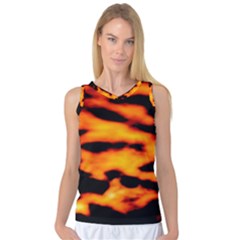 Orange Waves Abstract Series No2 Women s Basketball Tank Top by DimitriosArt