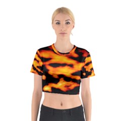 Orange Waves Abstract Series No2 Cotton Crop Top by DimitriosArt