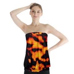 Orange Waves Abstract Series No2 Strapless Top by DimitriosArt