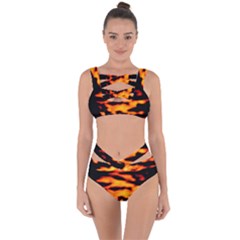 Orange Waves Abstract Series No2 Bandaged Up Bikini Set  by DimitriosArt