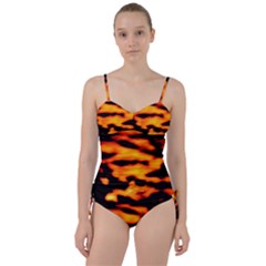 Orange Waves Abstract Series No2 Sweetheart Tankini Set by DimitriosArt