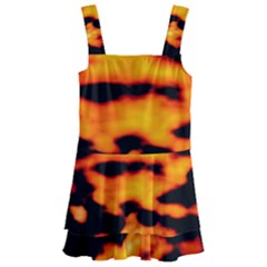 Orange Waves Abstract Series No2 Kids  Layered Skirt Swimsuit by DimitriosArt