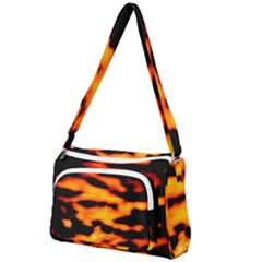 Orange Waves Abstract Series No2 Front Pocket Crossbody Bag by DimitriosArt