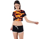 Orange Waves Abstract Series No2 Tie Back Short Sleeve Crop Tee View1