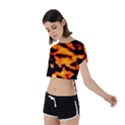 Orange Waves Abstract Series No2 Tie Back Short Sleeve Crop Tee View2