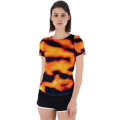 Orange Waves Abstract Series No2 Back Cut Out Sport Tee by DimitriosArt