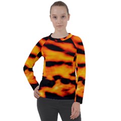 Orange Waves Abstract Series No2 Women s Long Sleeve Raglan Tee