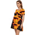 Orange Waves Abstract Series No2 Tiered Short Sleeve Mini Dress View3