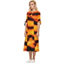 Orange Waves Abstract Series No2 Bow Sleeve Chiffon Midi Dress View2