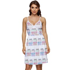 Gift Boxes V-neck Pocket Summer Dress 