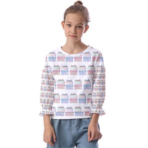 Gift Boxes Kids  Cuff Sleeve Top by SychEva