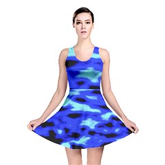 Blue Waves Abstract Series No11 Reversible Skater Dress by DimitriosArt