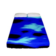 Blue Waves Abstract Series No11 Fitted Sheet (full/ Double Size) by DimitriosArt