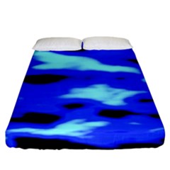 Blue Waves Abstract Series No11 Fitted Sheet (king Size) by DimitriosArt