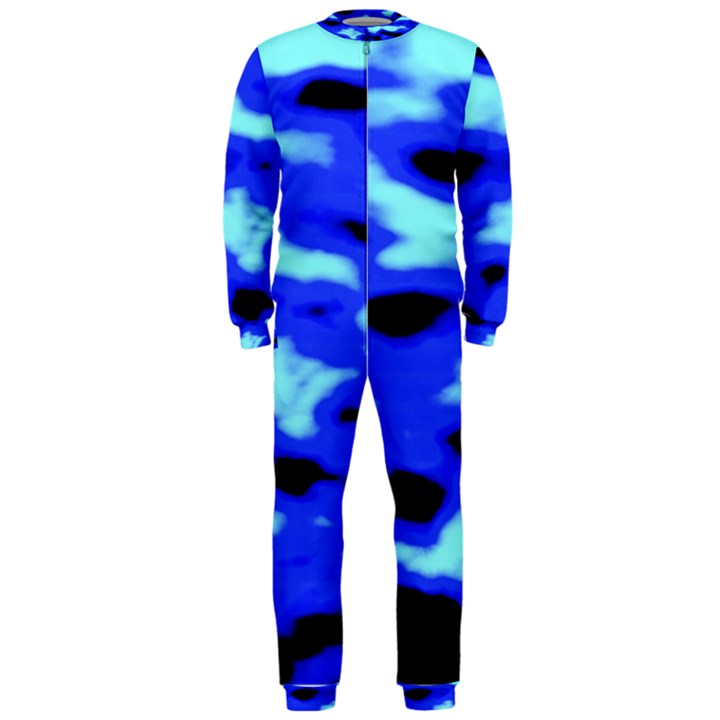 Blue Waves Abstract Series No11 OnePiece Jumpsuit (Men) 