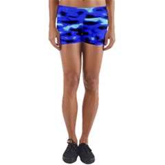 Blue Waves Abstract Series No11 Yoga Shorts by DimitriosArt