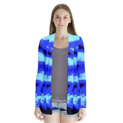 Blue Waves Abstract Series No11 Drape Collar Cardigan by DimitriosArt