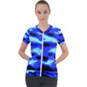 Blue Waves Abstract Series No11 Short Sleeve Zip Up Jacket View1