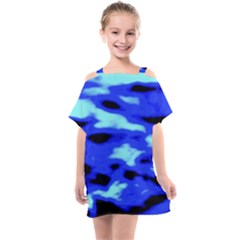 Blue Waves Abstract Series No11 Kids  One Piece Chiffon Dress by DimitriosArt