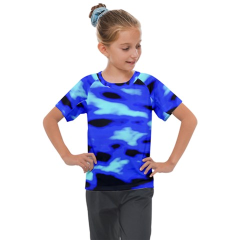 Blue Waves Abstract Series No11 Kids  Mesh Piece Tee by DimitriosArt