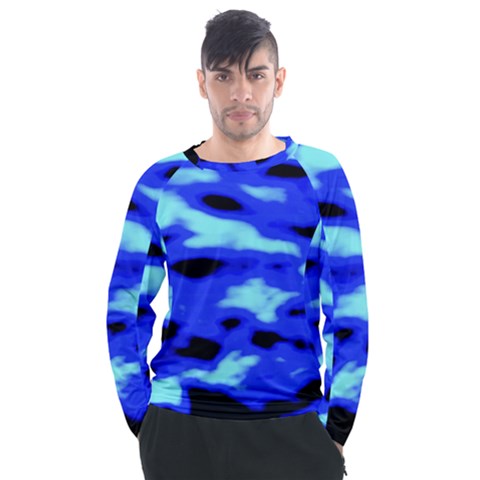 Blue Waves Abstract Series No11 Men s Long Sleeve Raglan Tee by DimitriosArt