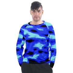 Blue Waves Abstract Series No11 Men s Long Sleeve Raglan Tee