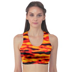 Red  Waves Abstract Series No14 Sports Bra by DimitriosArt