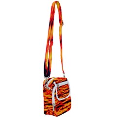 Red  Waves Abstract Series No14 Shoulder Strap Belt Bag by DimitriosArt