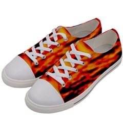 Red  Waves Abstract Series No14 Men s Low Top Canvas Sneakers by DimitriosArt